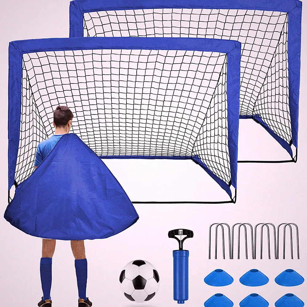 Portable Set of 2 Soccer Goals 4X3Ft Folding Soccer Net for Backyard Training