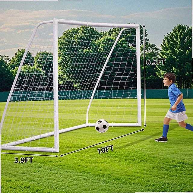 Portable Soccer Goal 10x6.5' Lightweight PVC Frame Soccer Net for Backyard White