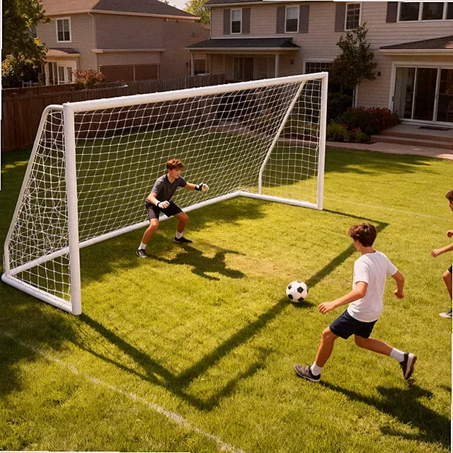 Portable Soccer Goal 12x6ft Lightweight PVC Frame Soccer Net for Backyard White