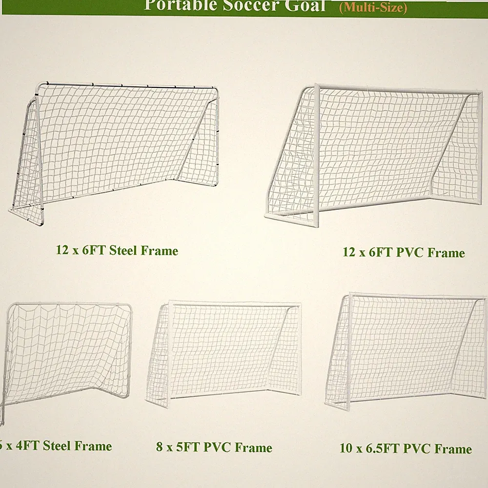 Portable Soccer Goal for Backyard 6x4ft/8x5ft/10x6.5Ft/12x6ft Soccer Net w/ Bag