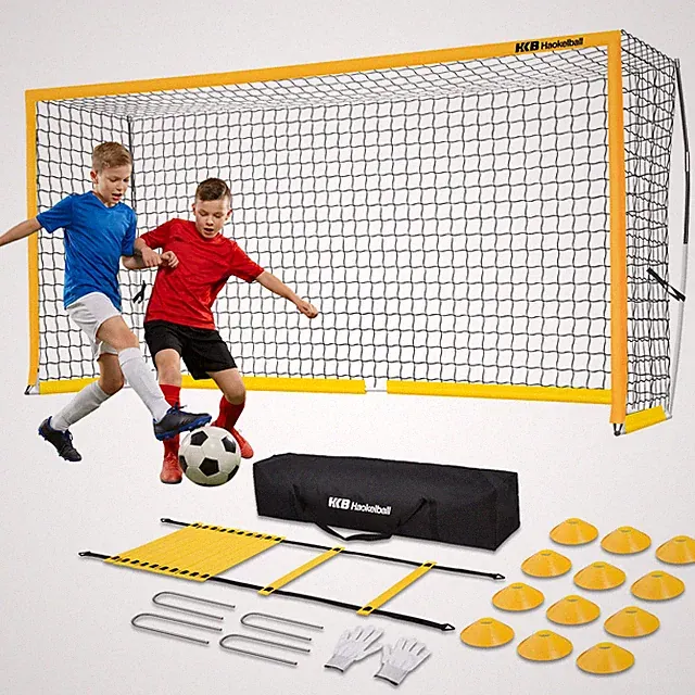 Portable Soccer Goal Net for Teens Adults 12x6FT Soccer Net with Ladder 12 Cones