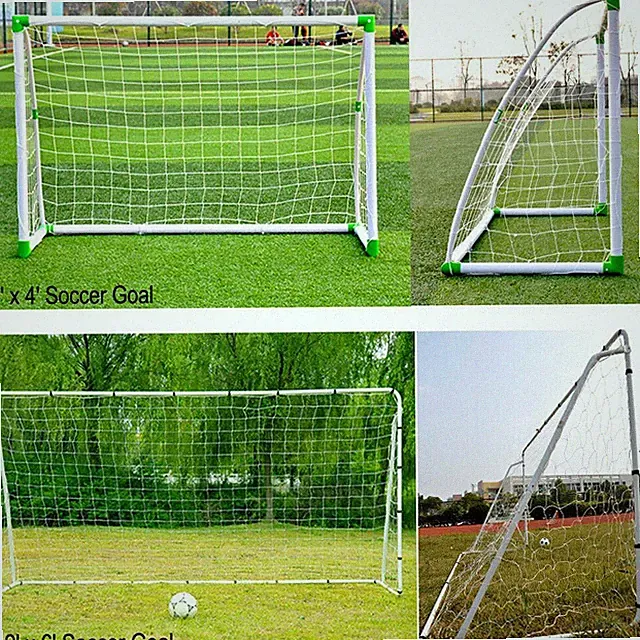 Portable Soccer Goal Net Steel / PVC Post Frame Backyard Football Training Set