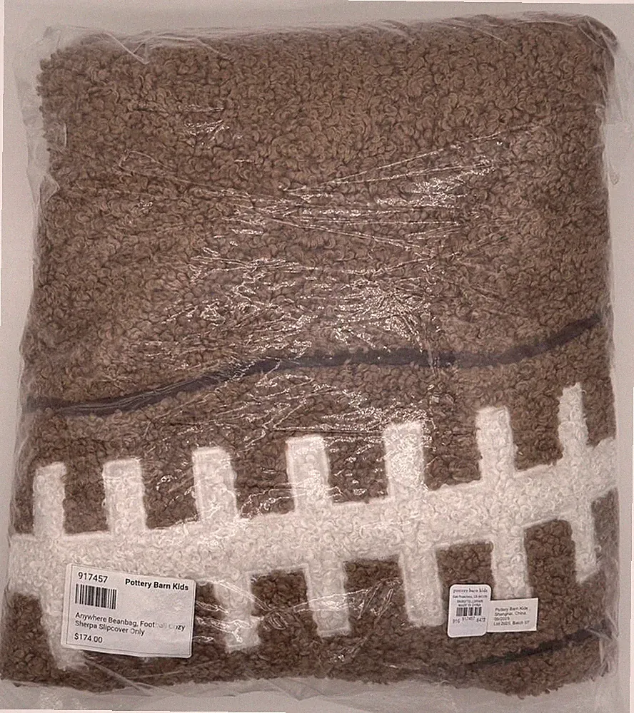 Pottery Barn Kids Football Anywhere Bean Bag Chair Slipcover ~ Brown Cozy Sherpa