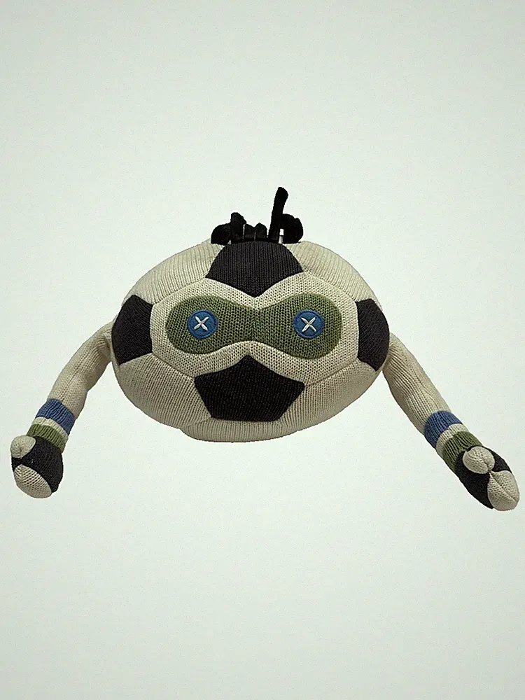 Pottery Barn Kids PBK Soccer Ball Hands Eyes Robot Knit Plush Stuffed Toy Pillow
