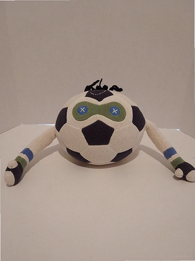 Pottery Barn Kids Soccer Ball Plush Knit Anthropomorphic Sports Nursery Rare