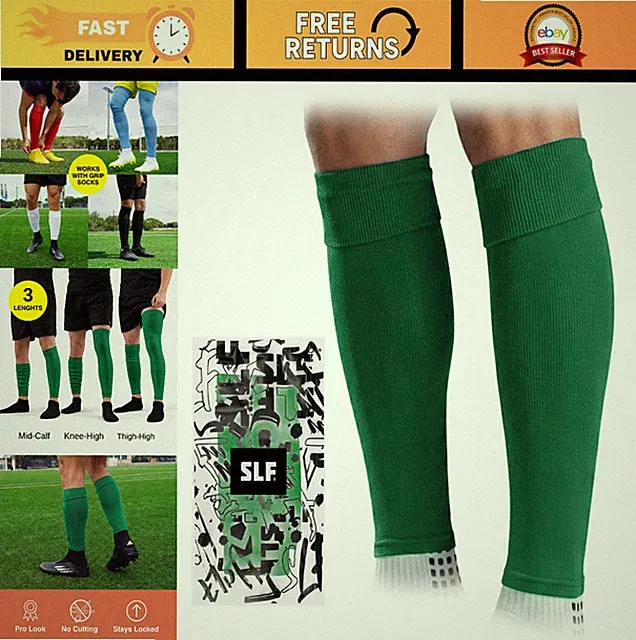 Pre-Cut Soccer Socks for Men - Grip Sock Sleeves, No Cut Needed, Clean Leg Sleev