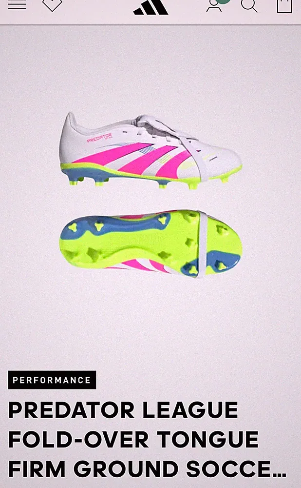 Predator League Fold-over Tongue Firm Ground Soccer Cleats Kids Size 3