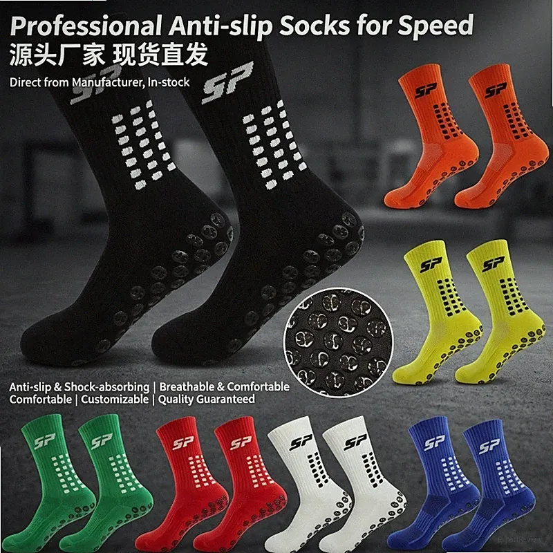 Premium Anti-Slip Grip Socks - Soccer Football Basketball Athletic Crew Socks