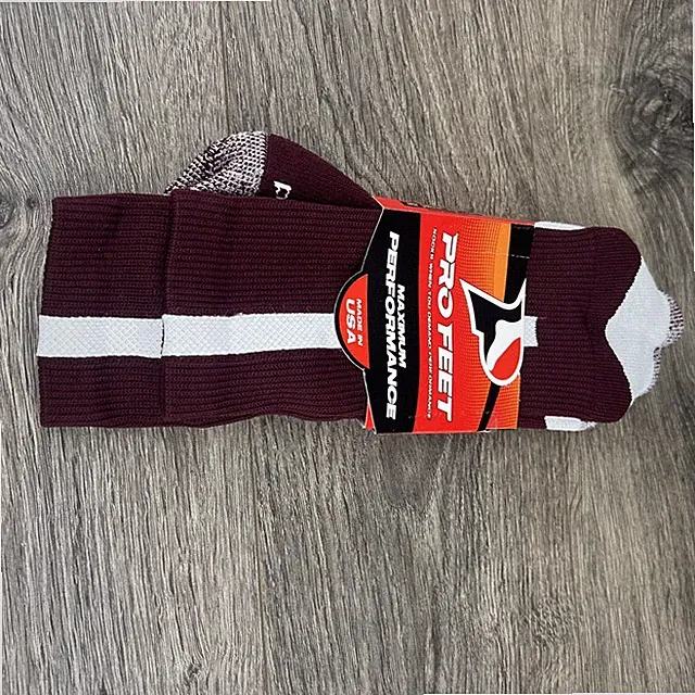 Pro Feet Max Performance Crew Socks Mid-Calf Basketball Size L Maroon Elite