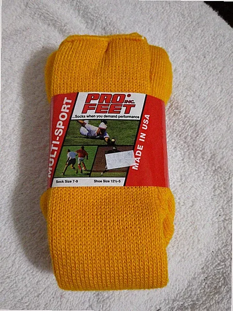 Pro Feet Socks, Multi-Sport Sock Sz 7-9, Shoe Size 12 1/2- 5, Gold