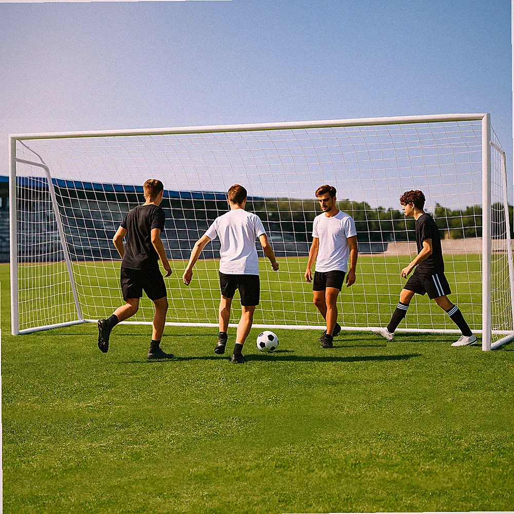 Pro Soccer Goal Set 16x7ft w/6 Cones & Net, Heavy Duty 50mm Steel