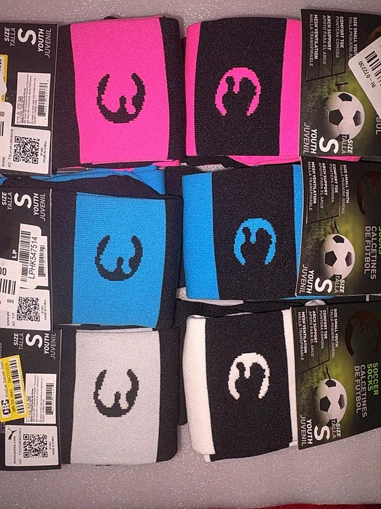 Procat by Puma Youth Soccer Socks S Shoe 11-13 Lot Of 6 Blue Black White Pink