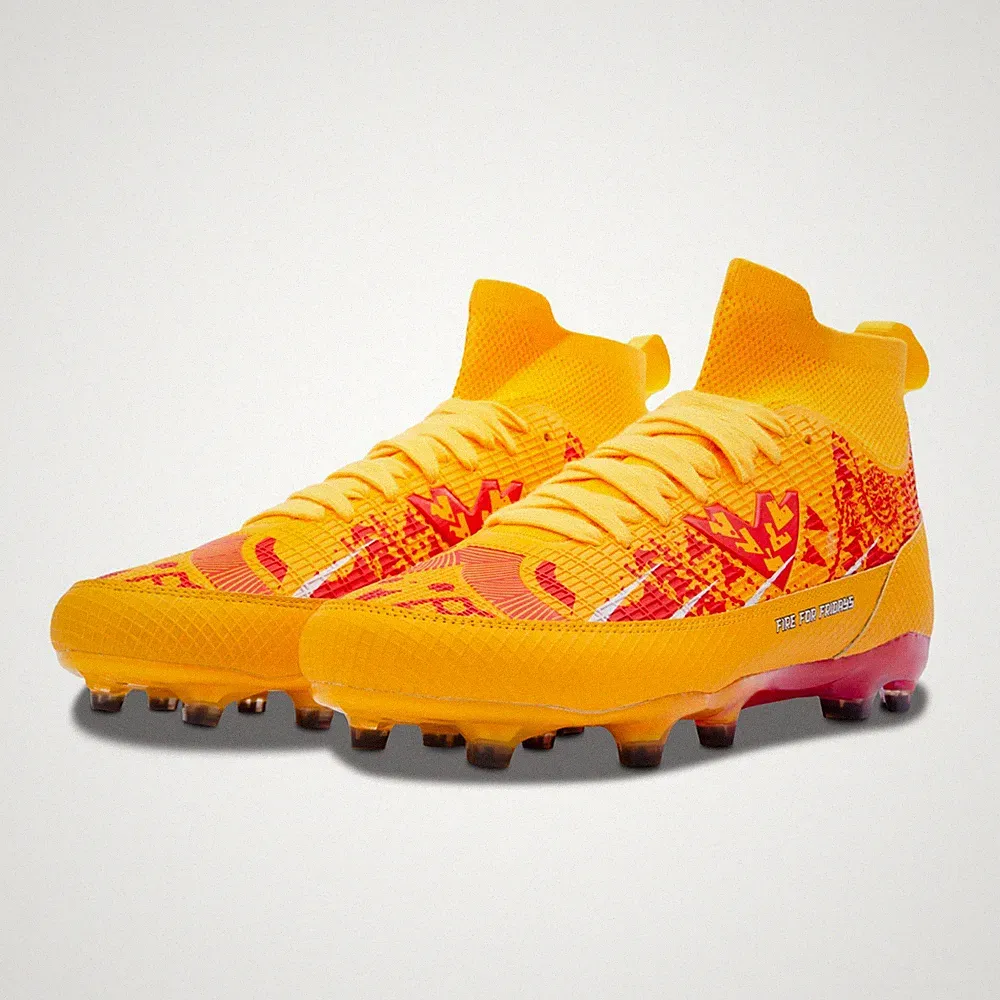 PTJ Mele Mele Yellow Knit Firm Ground Fire for Fridays Cleats Youth Size 3.5