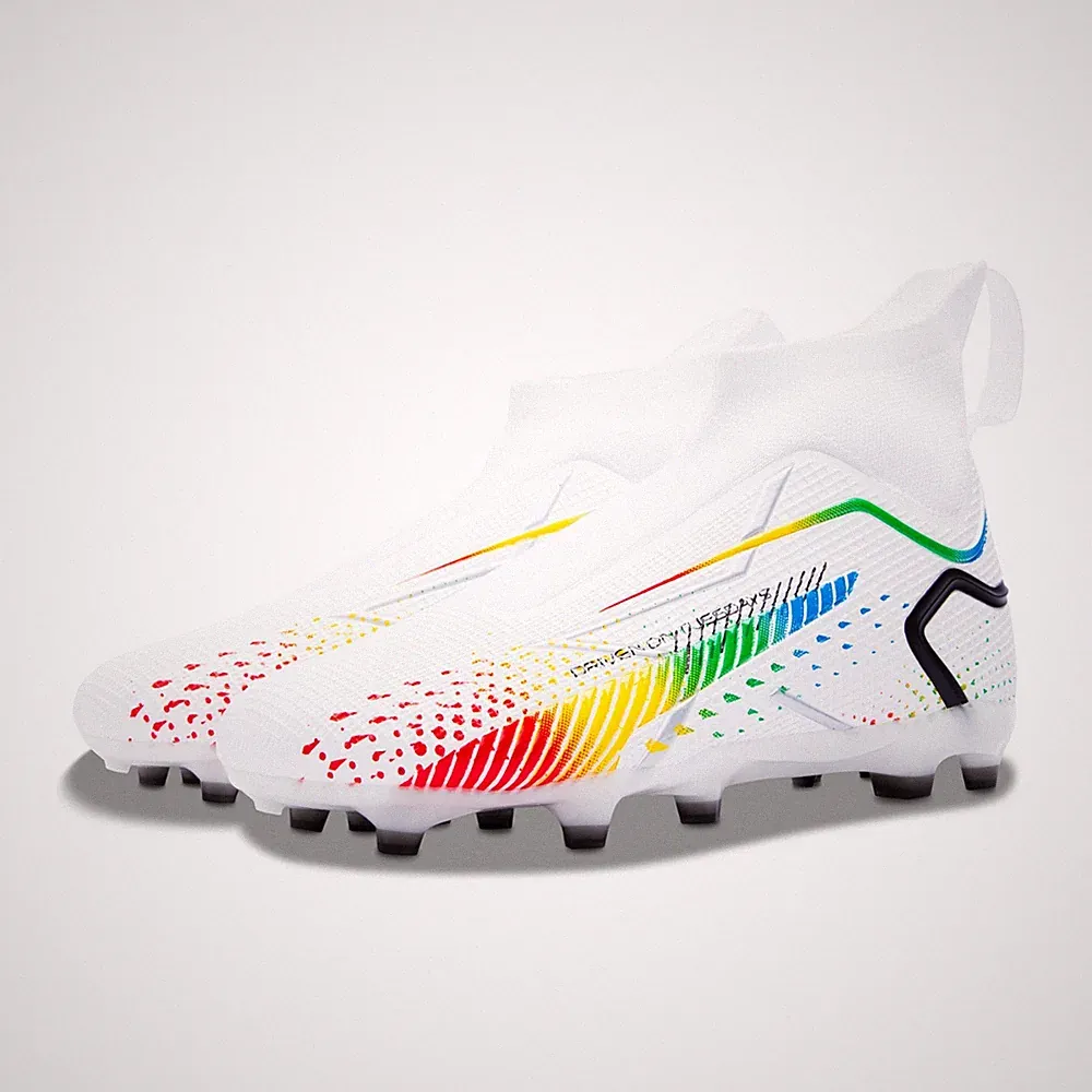 PTJ Multicolor Soccer Cleats Laceless High Ankle Firm Ground Youth Size 3.5