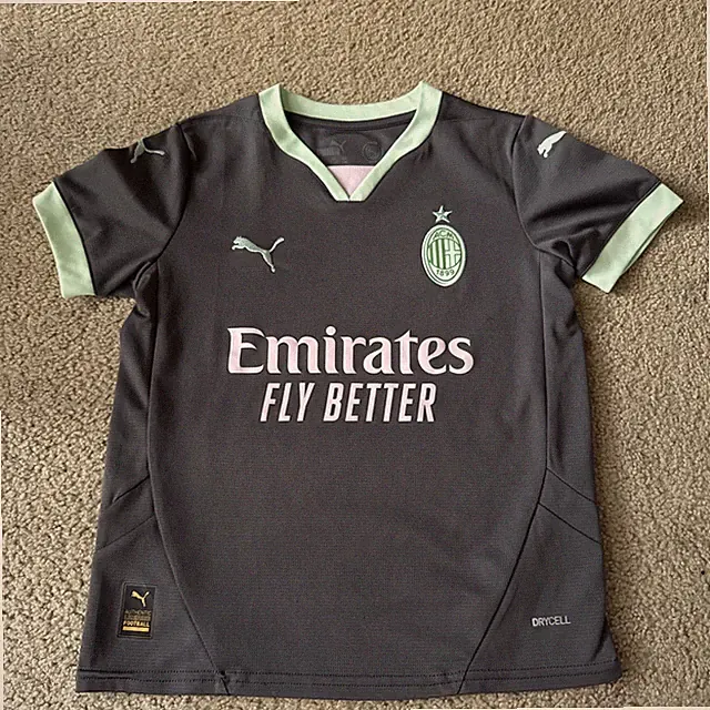 PUMA AC Milan Soccer Jersey Gray Teal YS Officially Licensed
