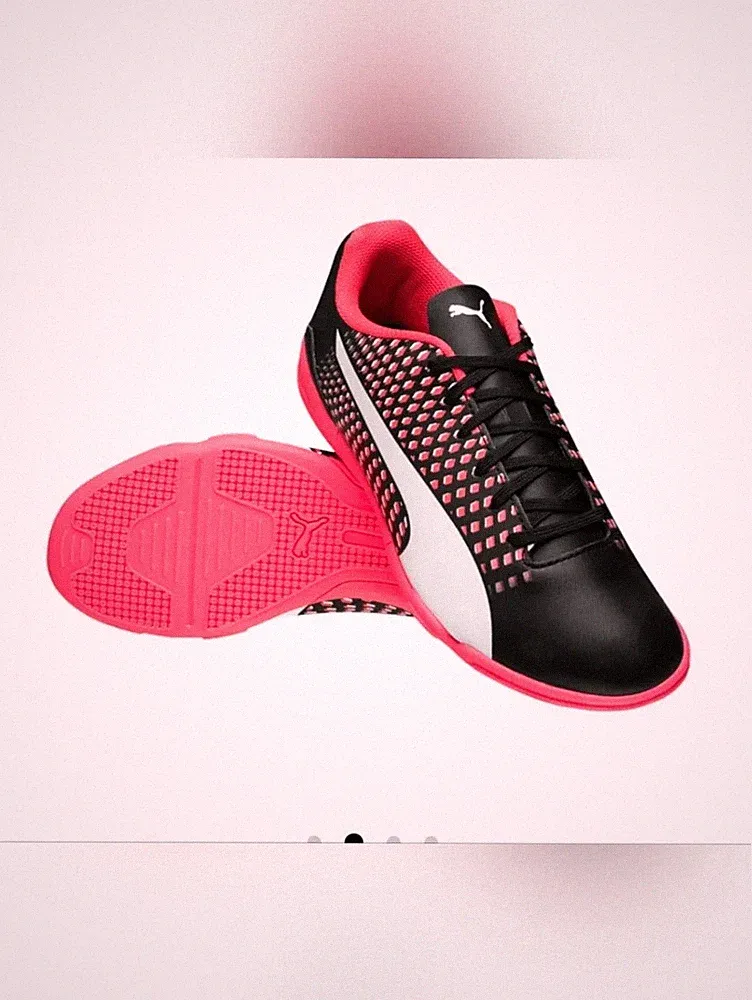 Puma Adreno III IT Junior Black Pink Indoor Soccer Cleats Shoes 7 Kids