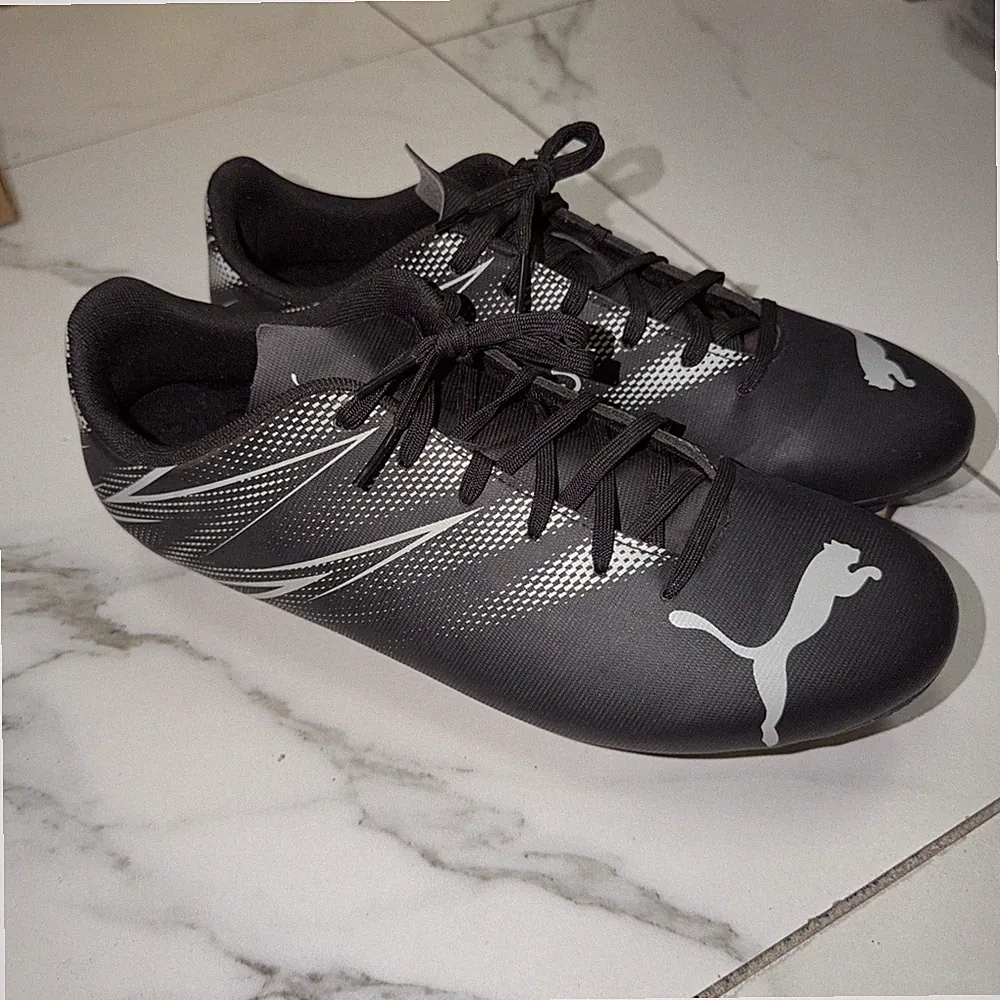 Puma Attacanto FG/AG Mens Soccer Cleats Sz 11 Football Black Silver Mist Shoes