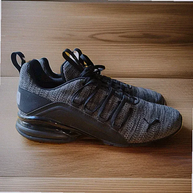 Puma Axelion Shoes Size 9 Black Grey Heather Knit Memory Foam Shoe 194947-01