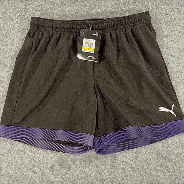 Puma DryCell Athletic Soccer Shorts Black Purple Wavy Hem Mens Medium