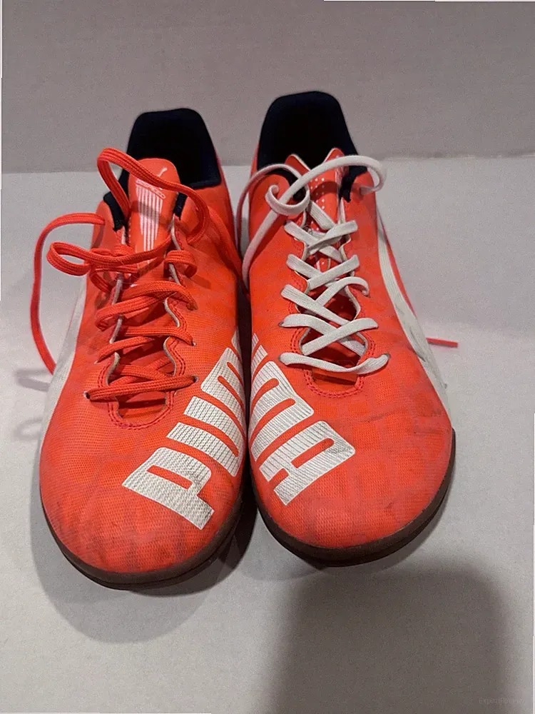 Puma Evo Speed 5 Indoor Soccer Cleats Orange White Mens Size 8.5