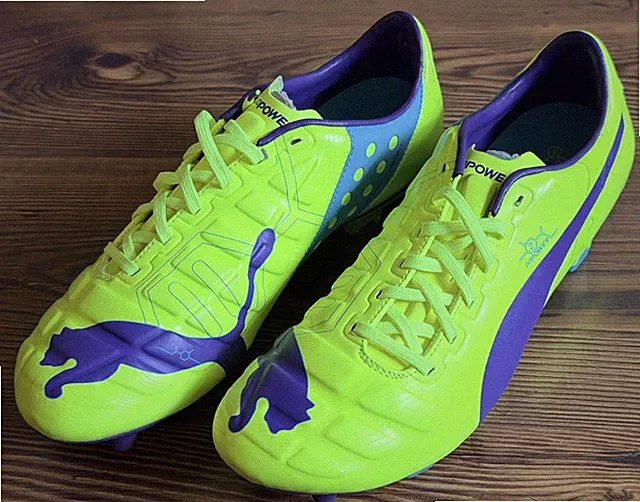 Puma EvoPower Soccer Cleats Neon Yellow & Purple Size US 11.5 UK 10.5 EUR 45 NEW