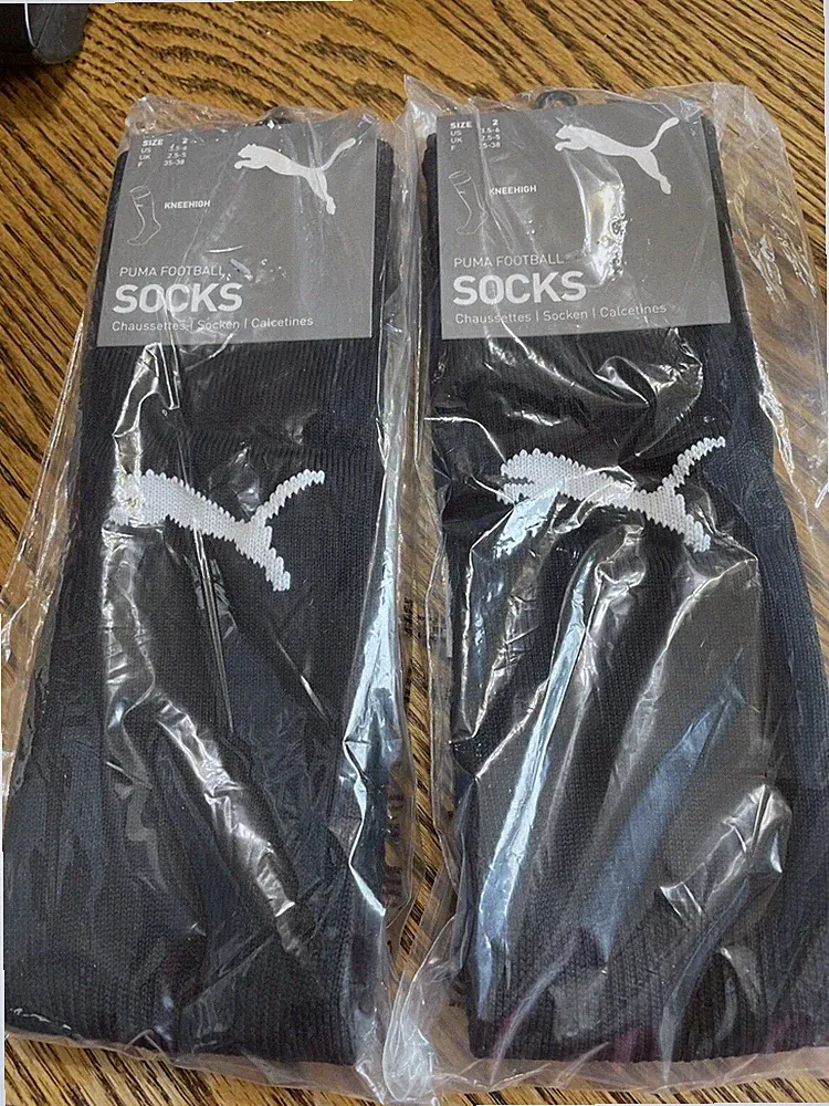 Puma Football/Soccer Sock Black / White Puma Size 2 US 3.5-6 Lot Of 1 Pair Socks