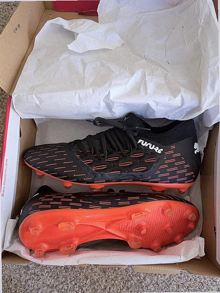 PUMA Future 6.3 NETFIT FG/AG Men’s Soccer Cleats Black/White/Orange
