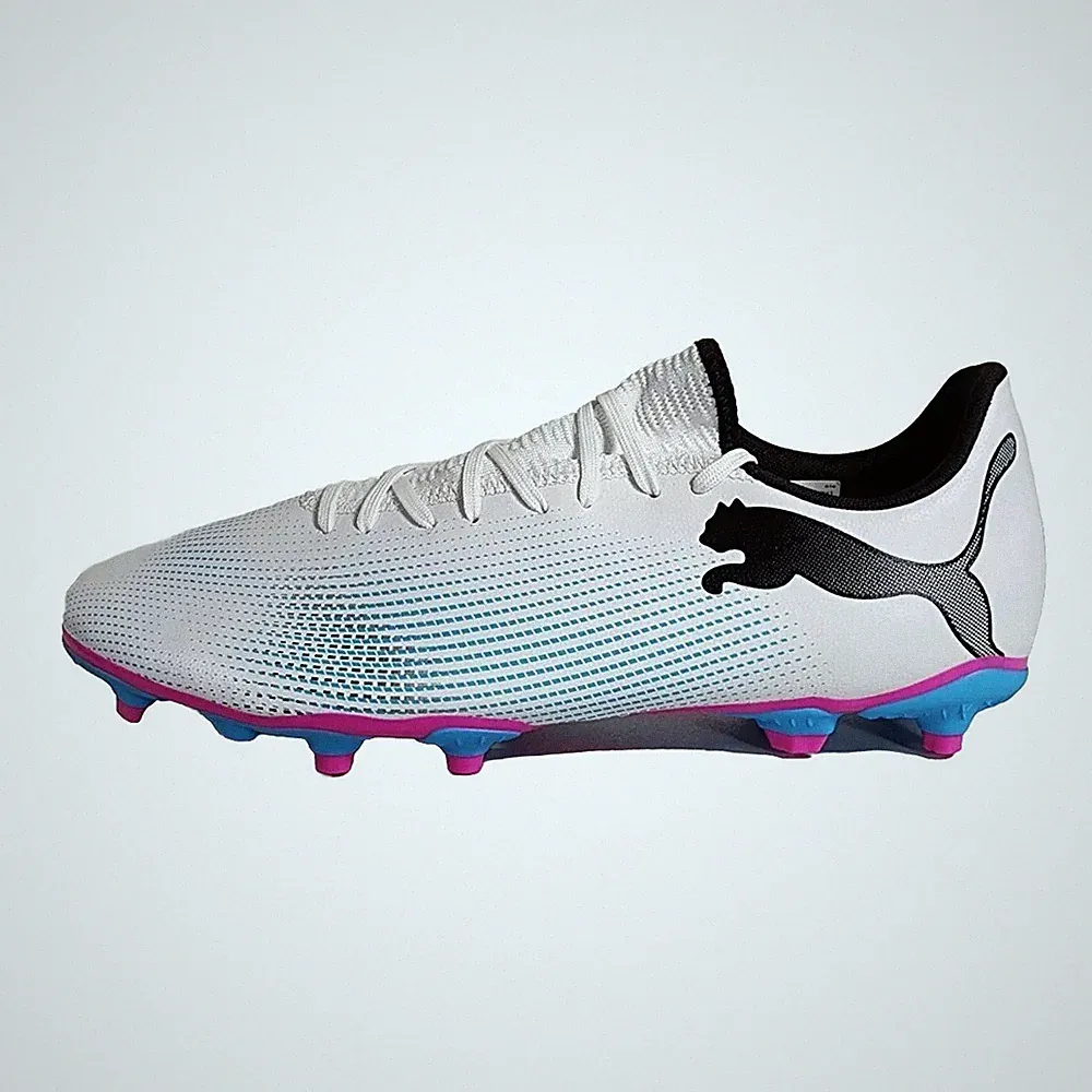 PUMA Future 7 Play FG/AG Adult Soccer Cleats 107723 01 WHITE BLACK PINK BLUE 13