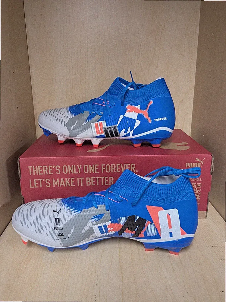 Puma Future 8 Match Forever FG/AG Soccer Cleat, Blue-White-Orange, Adult Sizes