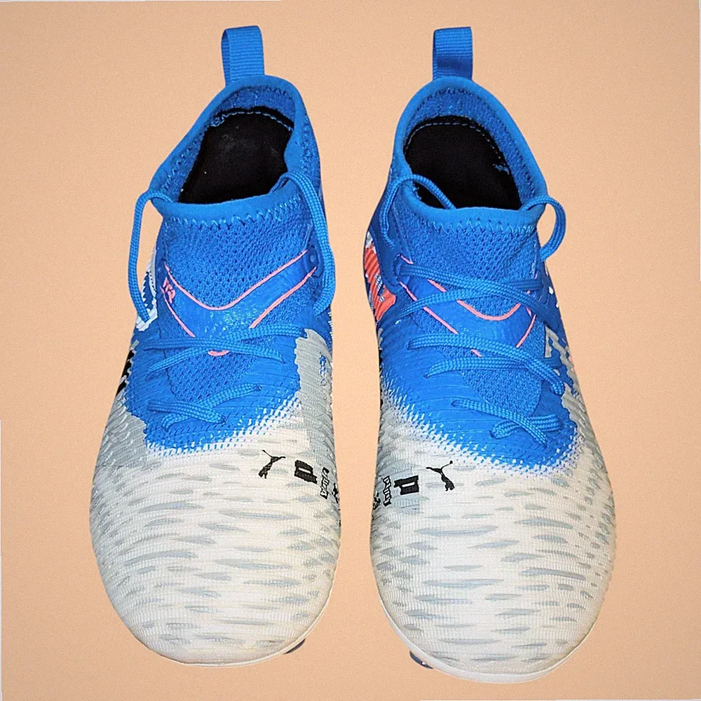 Puma Future 8 Match Forever Kids Soccer Cleats Size 1.5 White Blue Youth 108435