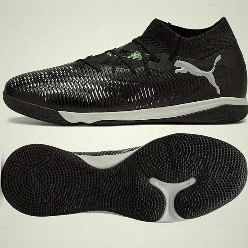 Puma Future 8 Match Indoor Soccer Cleats Cool Black Green Mens 108371-02 Size 11