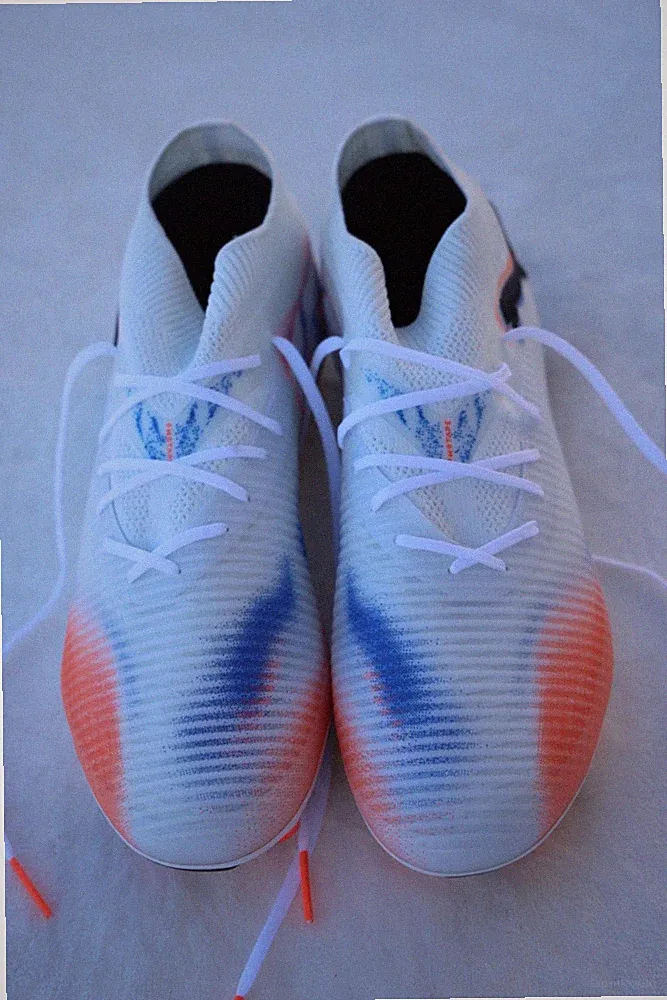 PUMA Future 8 Pro FG/AG Cleats White Blue Orange Mens -Size 8