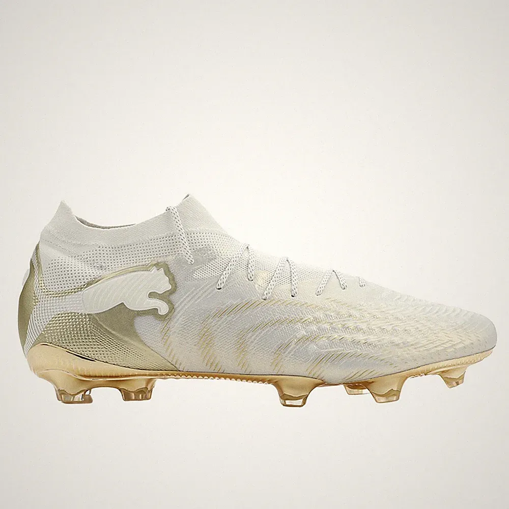 PUMA Future 9 Ultimate Firm Ground Soccer Cleats Mens Gold, White Sneakers Athle