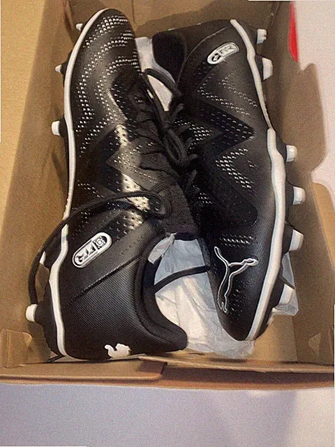 PUMA Future Play Cleats Men's Size 12 Black/White Soccer Lace Up 107187-02 New