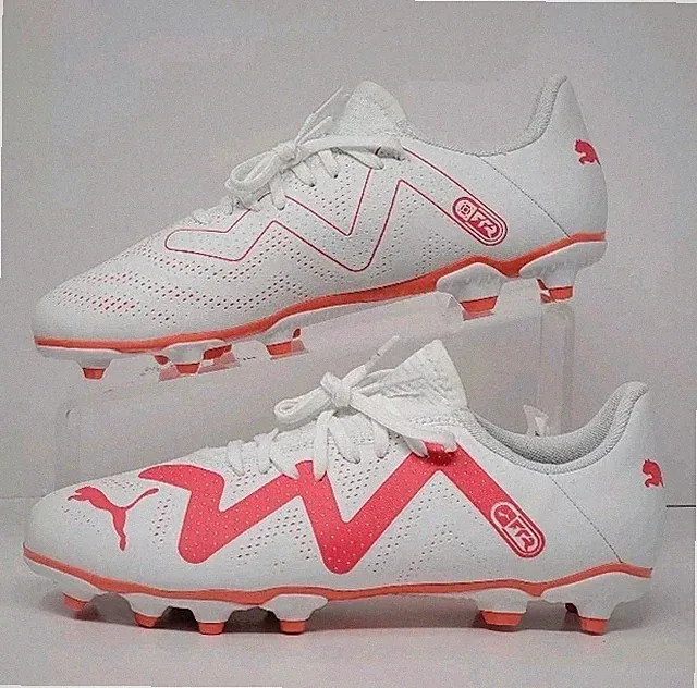⚽ Puma Future Play FG/AG Soccer Cleats Youth Size 6.5 Color White/Pink 107388-01