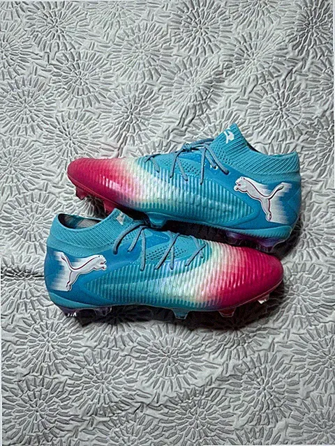 Puma Future Ultimate ReCharge Soccer Cleats Hero Blue Sunset Pink 11 Men’s