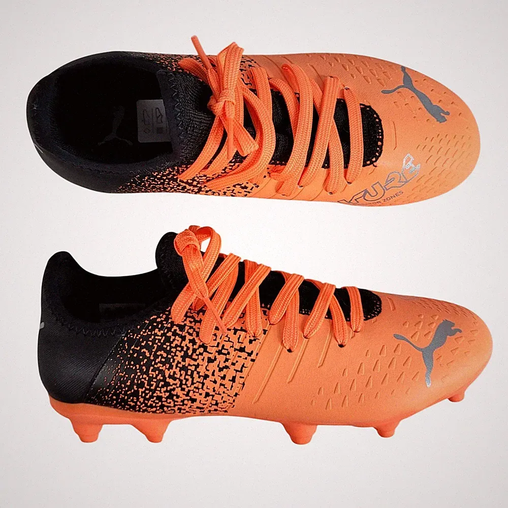 Puma Girls Soccer Cleats Neon Orange 3.5C Youth Future Creator Zones 106777 NWOT
