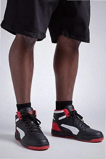 Puma High Top Rebound Lay-up Black Red White Mens Athletic Sneakers Size 7.5