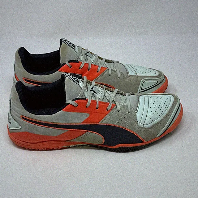 Puma Invicto Sala Indoor Soccer Shoes Mens 10.5 Green Orange Leather Suede
