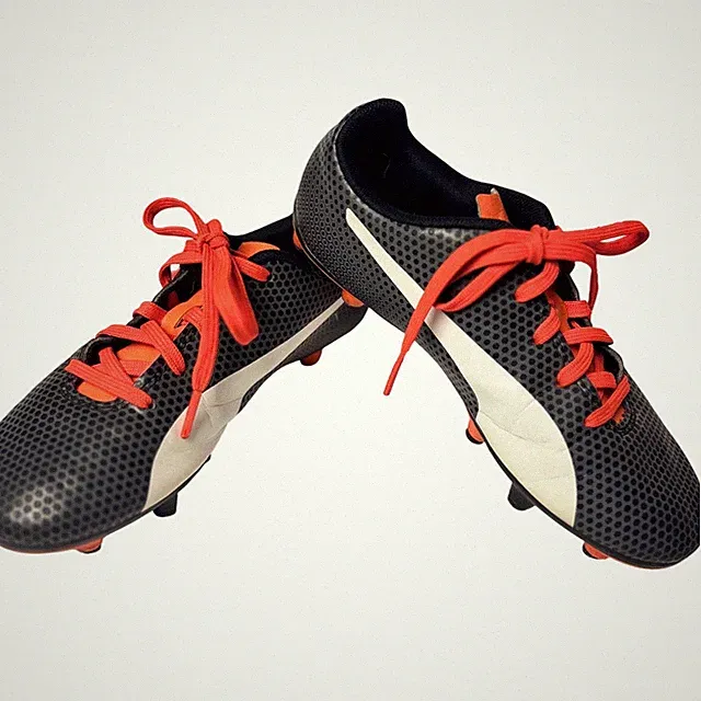 Puma Kids Soccer Cleats Black Grey Orange Honeycomb FG Studs 104652-02 Size 2