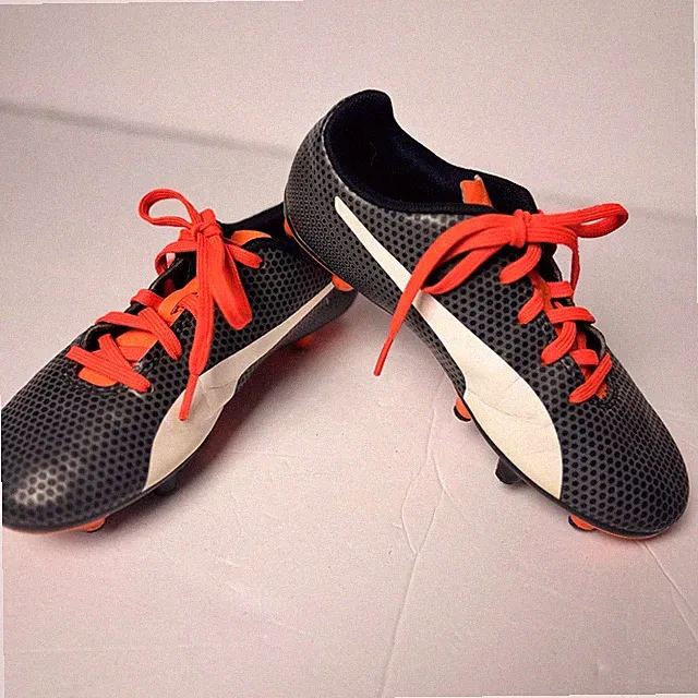 Puma Kids Soccer Cleats Grey Orange Honeycomb 104652-02 Size US 2