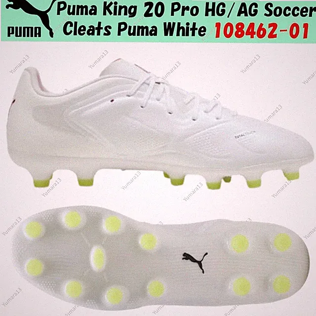 Puma King 20 Pro HG/AG Soccer Cleats Puma White 108462-01 Men's Size