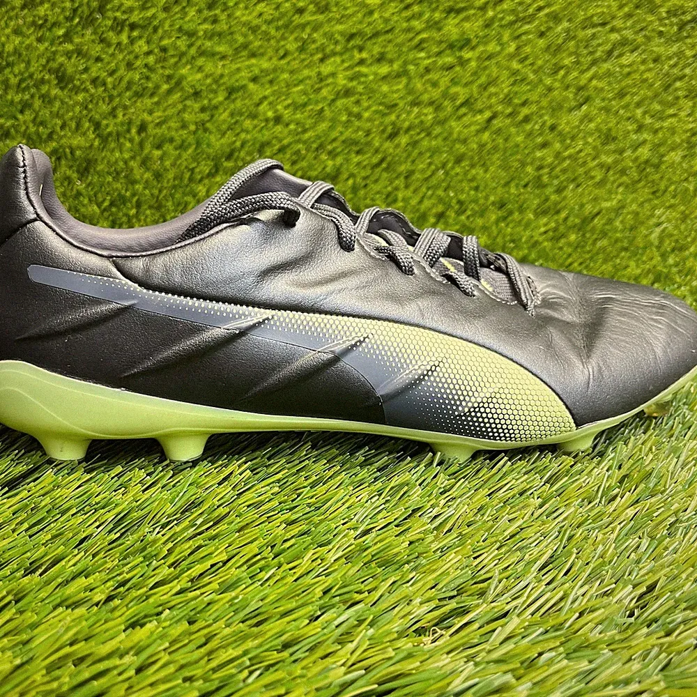 Puma King Platinum 21 FG AG Mens Size 8 Black Green Leather Soccer Cleats