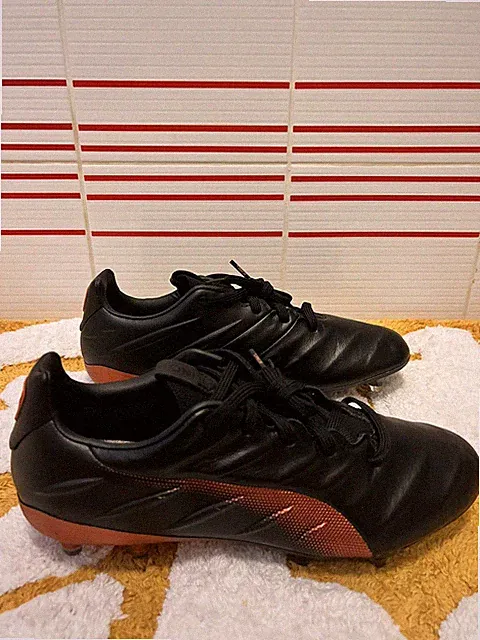 Puma King Platinum 21 FG AG Size 7.5 Black Leather Soccer Cleats Men 106478-04