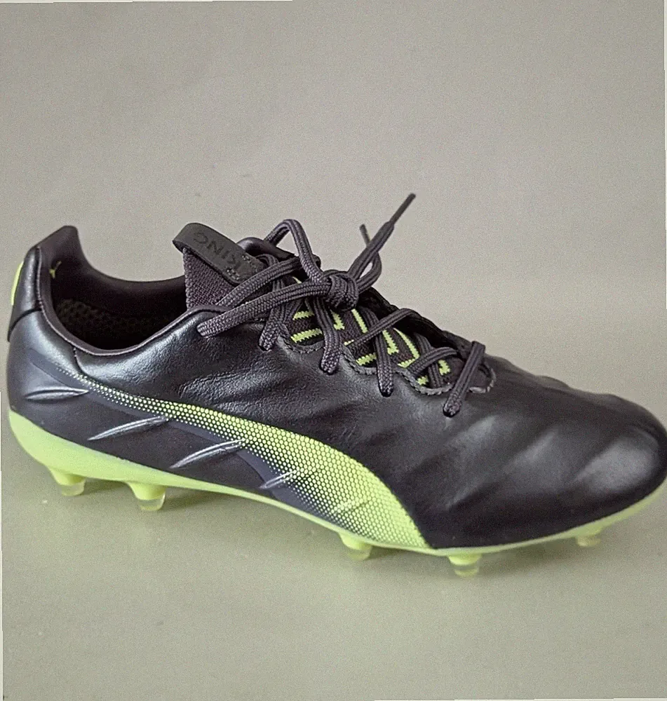 PUMA King Platinum 21 FG/AG Soccer Cleats Mens 6 Black Fizzy Green 106478-05