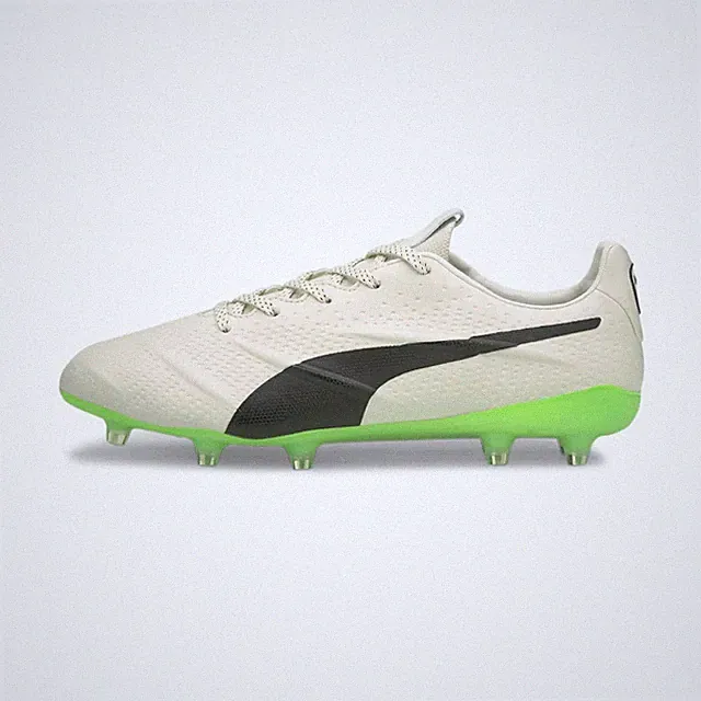 Puma King Platinum 21 Vegan FG Soccer Cleats Ivory Glow Green Glare Sz 8 106675