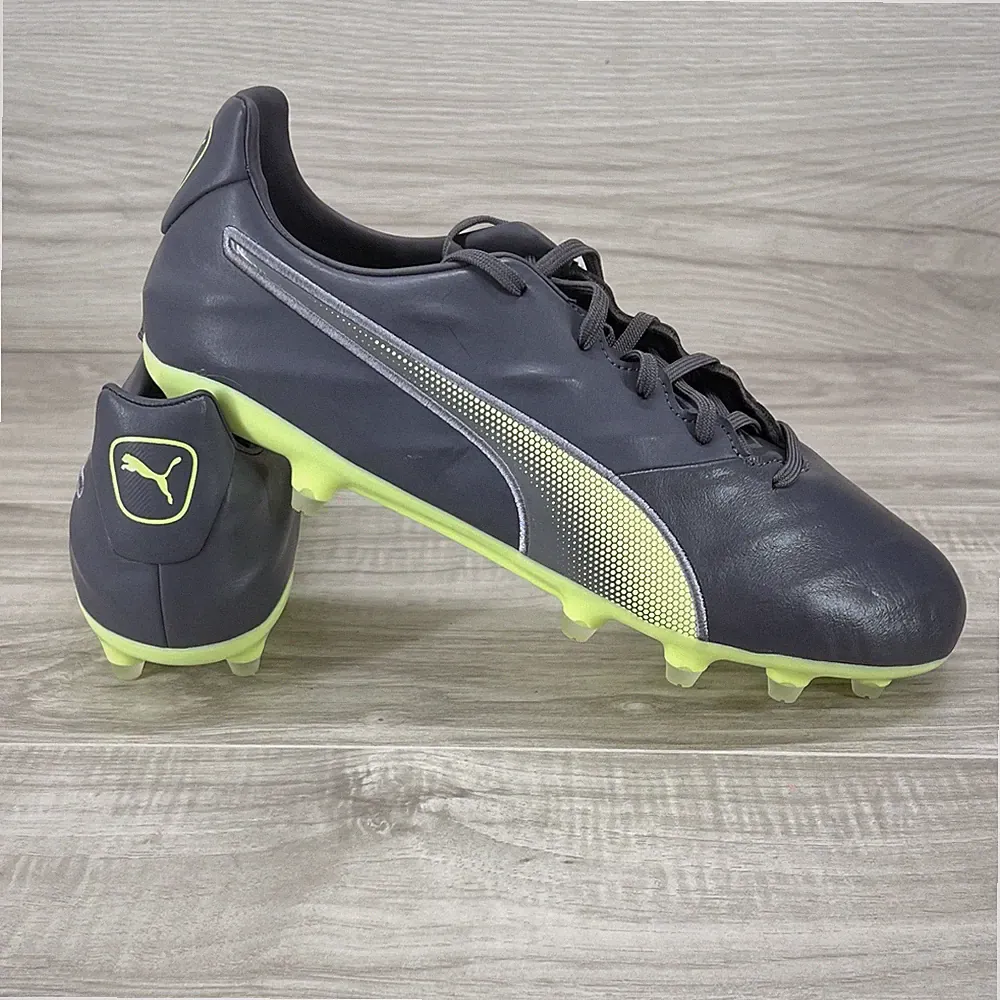 PUMA KING Pro 21 FG AG Leather Soccer Cleats Grey 106549-05 Mens Size 12 US