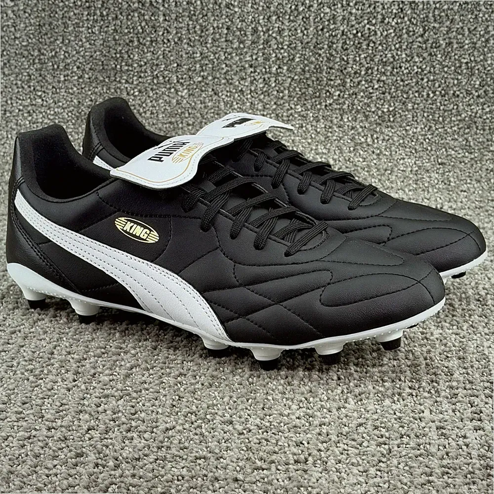 Puma King Top AG Black White Gold Soccer Cleats Shoes 107348-01 Men's Size 10