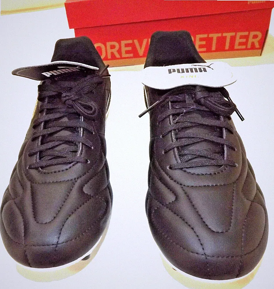 Puma King Top Black White Gold Men Soccer Cleats Shoes 107348-01 Sz 10.5US