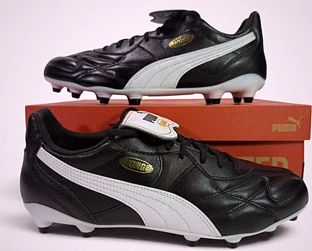 PUMA King Top FG/AG Mens Soccer Cleats Black Gold 109034 02 Boots Men's 9.5